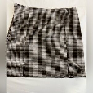 Classic Houndstooth Pencil Skirt | Black & Tan | High Waist Office Career